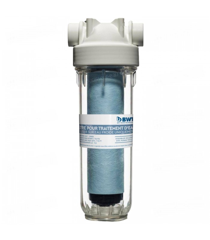Filtration antisédiments lavable 10'' entrée/sortie 3/4 filtre transparent